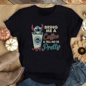 Stitch Bring Me Coffee  Tell Me Pretty Stitch Disney Graphics Shirt